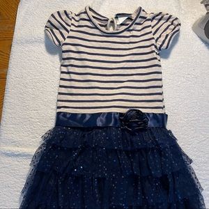 Rare Editions girls size 5 navy blue dress with sparkly tulle fluffy bottom